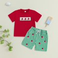 thumbnail image 2 of Baby Boy Outfit Toddler Clothes Set Kids Summer Embroidery Printed Sleeveless Casual 0 3 6 12 18 24 Months Boys' Clothing Sets Shirt Shorts 2 Piece, 2 of 7