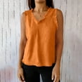 thumbnail image 4 of Warop Woman's Round Neck Tank Top, Sleeveless with Fringe Detail, Cotton Linen Blend Solid Color for Casual Daily Wear, 4 of 9