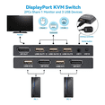 thumbnail image 4 of 2X Commutateur KVM DisplayPort, Commutateur USB DP 4K@60Hz pour 2 Partages d'Ordinateur Clavier Souris Imprimante et Moniteur Ultra HD, 4 of 6