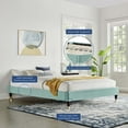 thumbnail image 5 of Platform Bed Frame, King Size, Velvet, Blue, Modern Contemporary Urban Design, Bedroom Master Guest Suite, 5 of 6