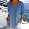 thumbnail image 2 of Tqcoqu Women's V Neck Tunic Tops,3/4 Sleeve Gradient Print Casual Loose Daily Wear Tops,Navy Women's S-XXL, 2 of 7