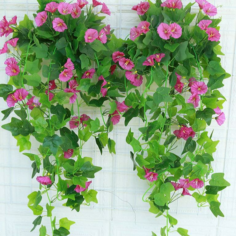 FERIAL Artificial Vines 15Feet Silk Flower Garland for Outdoors Purple  Morning Glory Vine Artificial Flowers Hanging Plants Garland Fake Green  Plant