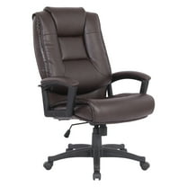 High Back Espresso Bonded Leather Chair with Padded Loop Arms