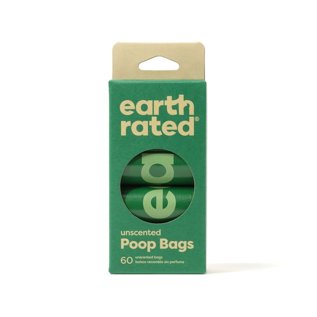 Earth Rated Unscented Poop Bags on 8 Refill Rolls, 60 Bags