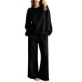 thumbnail image 3 of HAJWOH Womens Elegant Lounge Sets Sweatsuit Sets 2 Piece Outfits with Sweater Tops and Wide Leg Sweatpants, 3 of 6