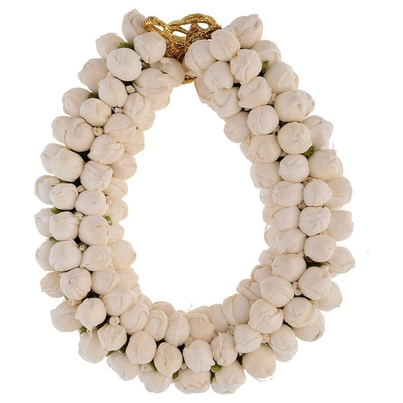 Hair Gajra in Artificial Jasmine Mogra Flower, Garland Juda Decoration Phool Gazra for Women, Indian Traditional Hair Flowers & Accessory, Artificial Flower for Womens (Free Size) with Beads 9 Inche