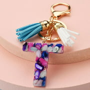 Fashion Tassel Keychains for Keys Women Jewelry A-Z Letters Initial Resin Handbag Pendant Cute Keychain Accessories