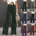 thumbnail image 5 of yueewhu Women's Corduroy Flare Pants Elastic Waist Bell Bottom Trousers 2026 Fall Pants (Wine, XL), 5 of 9