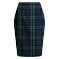 thumbnail image 2 of JGGSPWM Womens Elegant Wool Plaid Pencil Skirt High Waist Design Officewear Winter Tight Knee Length Mid Length Skirts Green S, 2 of 7