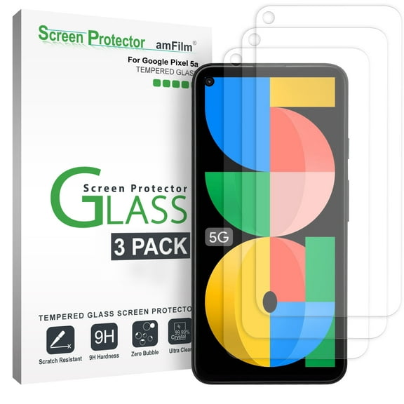 (3 Pack) amFilm Tempered Glass Screen Protector for Google Pixel 5A -5G(2021)