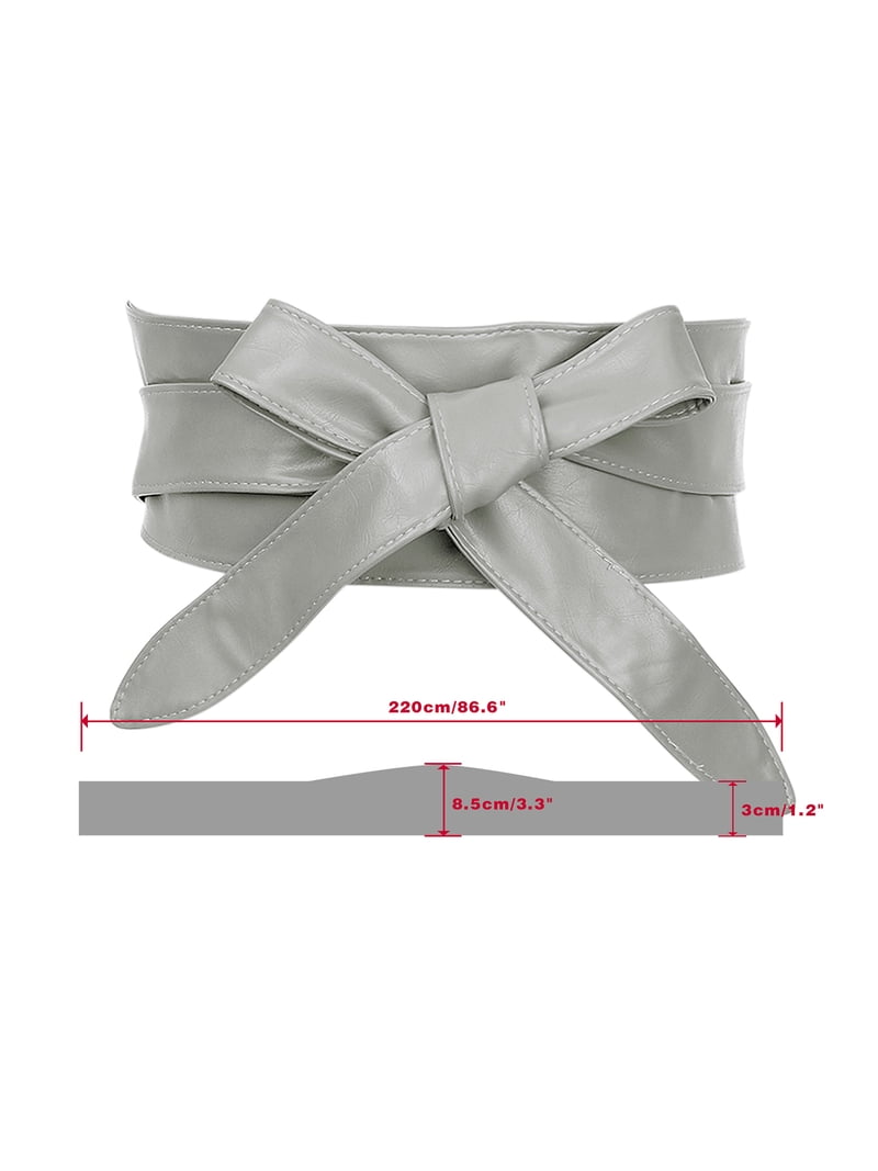 INSPIRE CHICLadies Faux Leather Self Tie Bowknot Wide Waist 