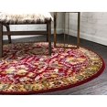 thumbnail image 2 of Unique Loom District Collection Ferme, Rustique, Frontière, Tapis de Zone Géométrique, 5' 0 x 5' 0 Rond, Rouge/beige, 2 of 5