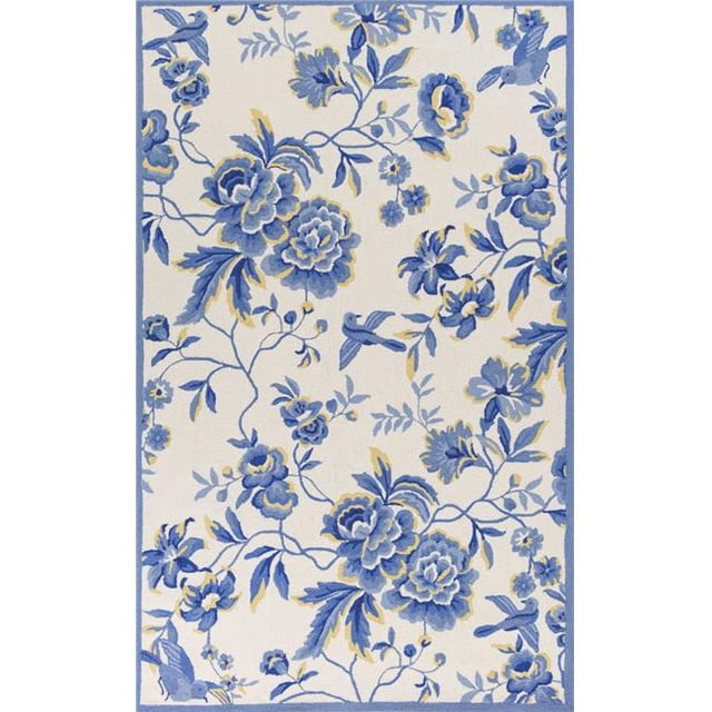 HomeRoots 353213 Tapis en Polyester Ivoire et Bleu 20 x 30 Po