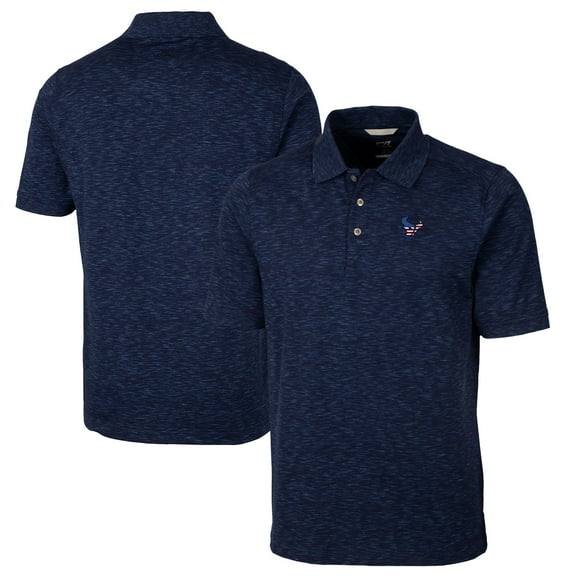 Men's Cutter & Buck Heathered Navy Houston Texans Americana Advantage Space Dye Tri-Blend Polo