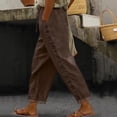 thumbnail image 2 of Gamivast Linen Pants Women Hollow Out Lace Side Stripe Elastic Waist Wide Leg Pants Summer Beach Lounge Pants Loose Fit Breathable Daily Outfit, 2 of 6