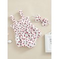 thumbnail image 3 of Wassery Infant  Baby Girls Outfit Sleeveless Sling  Romper Fruit Print Bodysuit  Summer One Piece Clothes with Headband 0-18M, 3 of 9