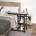 thumbnail image 5 of TribeSigns Overbed Bedside C Table Small Computer Desk Sofa Table with Storage Shelves, Mobile Couch Table Tray Snack TV Laptop Table with Wheels, 5 of 7
