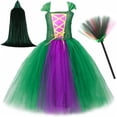 thumbnail image 4 of Disfraz de Hocus Pocus para niños, vestido de tutú para fiesta de carnaval de Halloween, disfraz de bruja Winifred Sanderson verde para niñas, conjunto de ropa elegante, 4 of 5