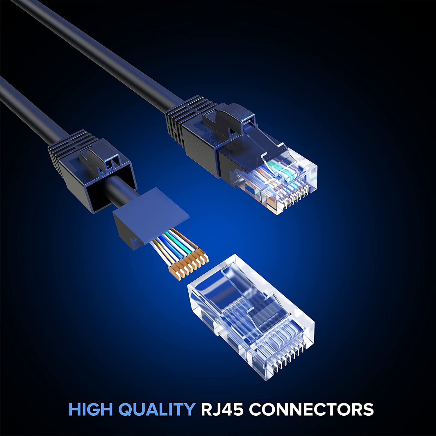 Ethernet Cable 100 ft CAT6 High Speed Internet Network LAN Cable Cord, Outdoor Waterproof (Black)