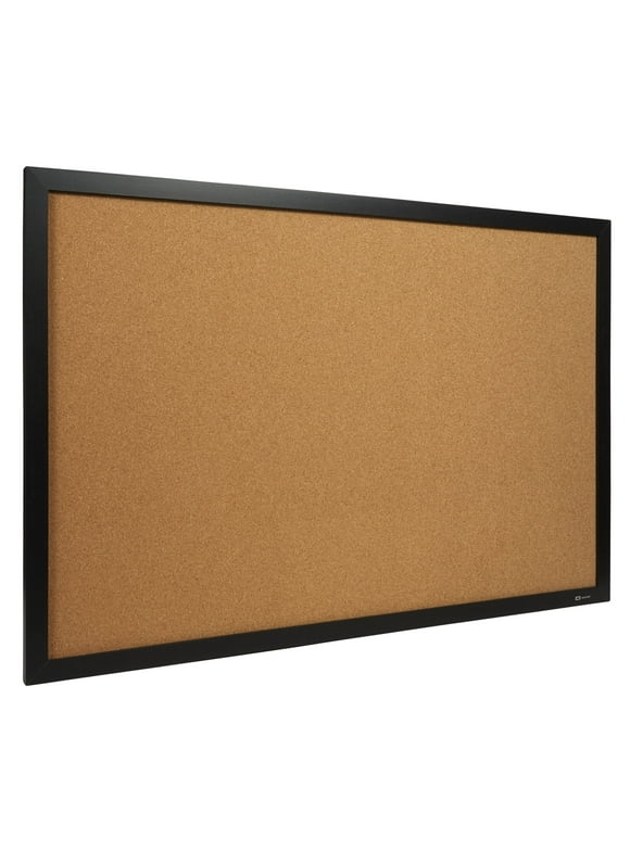 Quartet Cork Bulletin Board, 24" x 36", Black Frame