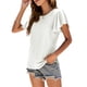thumbnail image 3 of Guardurnaity Camiseta de mujer con volantes de Color sólido cuello lindo pulóver blusa trabajo nocturno viaje básico verano moda Top ropa Prendas para la parte del cuerpo Blanco S Guardurnaity AP011064-26, 3 of 6