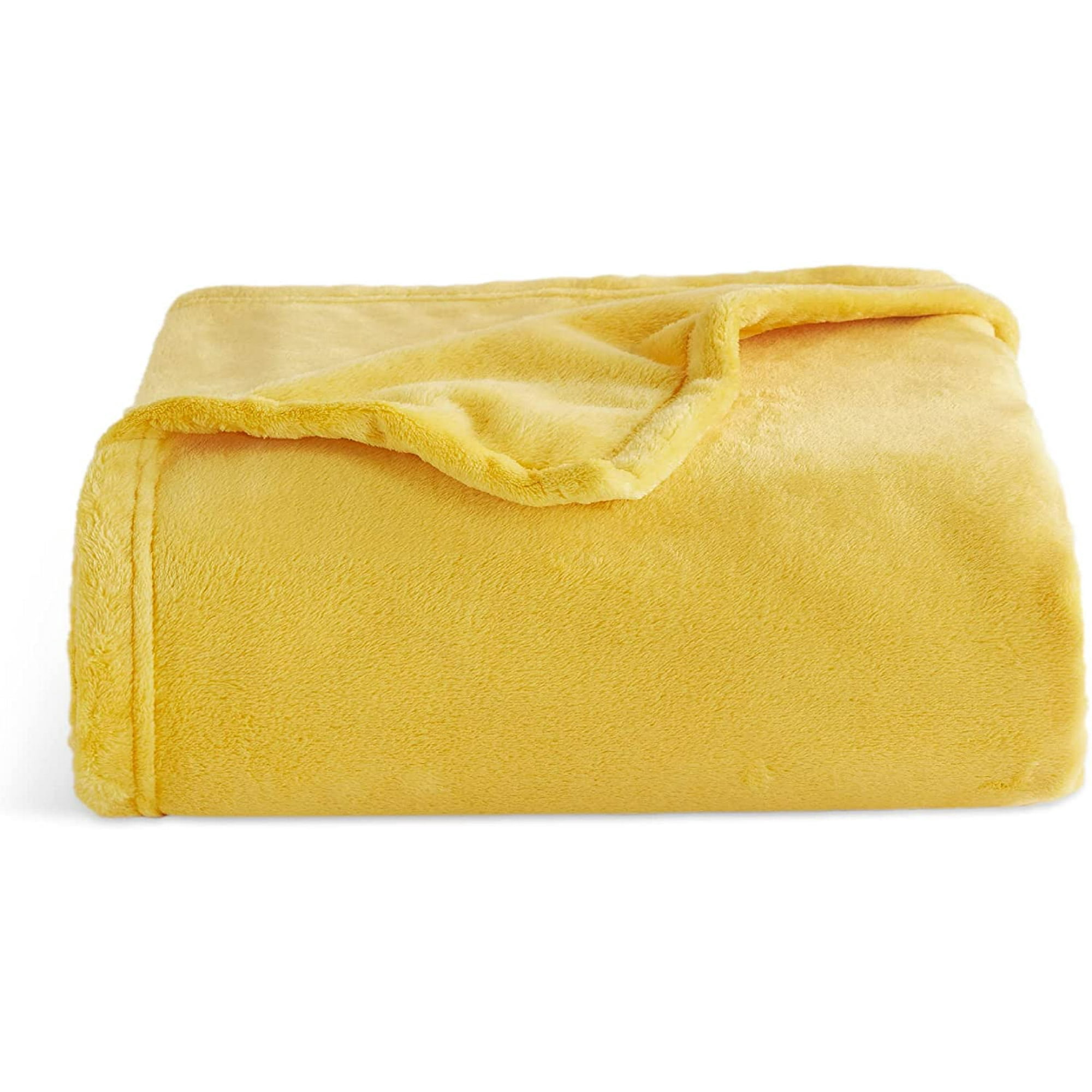 Htooq Fleece Blanket Twin Blanket Gold Yellow 300gsm Soft Lightweight Plush Cozy Twin Blankets For Bed Sofa Couch Travel Camping 60x80 Inches Y