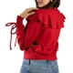 thumbnail image 3 of Jess por Meiko Suéteres de Mujer de Mangas Largas con Cuello Volante y Cierre de Corbata M Rojo, 3 of 6
