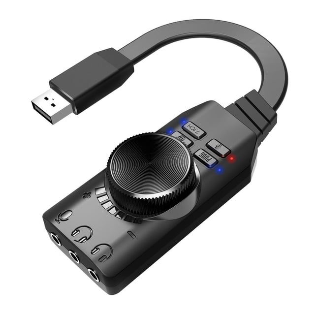 Methold USB 2.0 Sound Card 7.1 3.5mm 3D Adapter Micphone Audio Earphone For LaptopPC Cables de audio/vídeo