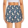 thumbnail image 4 of Uemuo Cute Rabbit Floral Pattern Women's Athletic Shorts High Waisted Running Shorts with Liner Pockets Gym Elastic Workout Shorts-Small, 4 of 9