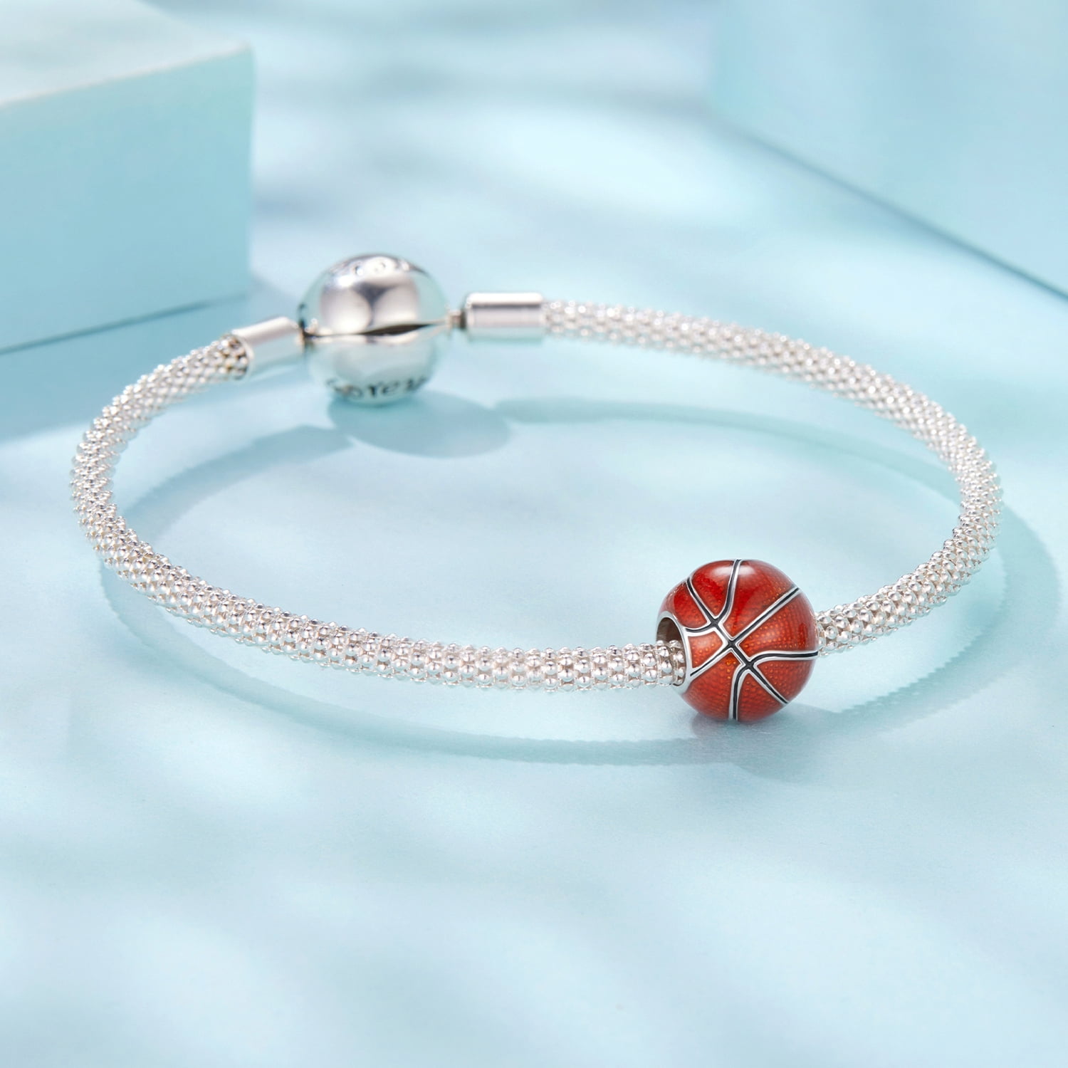 Basketball Charm 925 Sterling Silver Charm ,Charm for Bracelets, Gift for Women