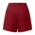 thumbnail image 7 of Women's Polyester Casual Solid Color Lace Up Pocket Shorts, Mid Waist Elastic Loose Drawstring, Pockets Lace Up, Summer Outdoor Travel Vacation Beach, Womens Shorts | UKHCCC,Wine M, 7 of 7