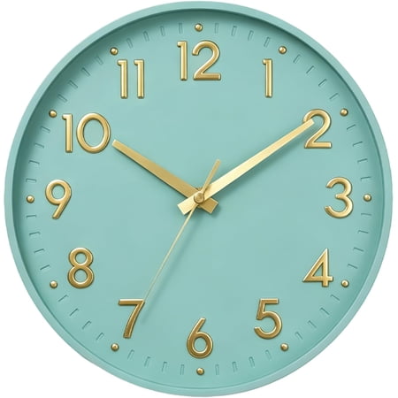 Wall Clock 8 Inch, Wall Clocks Battery Operated Silent Non-Ticking Modern Analog Clock Decorative for Kitchen, Bedroom, Office,Bathroom(Mint Green)