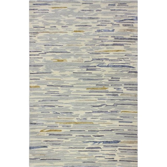 Bashian R129-SIL-6X9-HG332 Greenwich Collection Abstract Contemporary Wool & Viscose Hand Tufted Area Rug, Silver - 5 ft. 6 in. x 8 ft. 6 in.