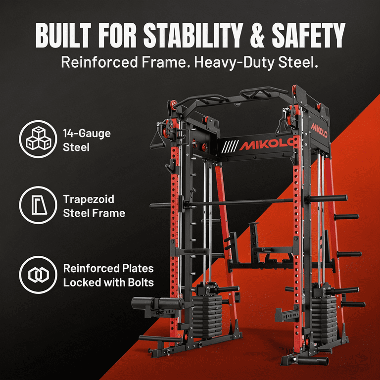Mikolo M11 Elite Smith Machine Home Gym,2200 lbs Power Rack Cage