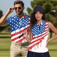 thumbnail image 2 of Aplkyhs 250th Anniversary Matching Couple Sport Shirts Patriotic Star Quarter Zip Golf Tennis Tank Top Women's Matching Hawaiian Golf Shirt for Couple Racerback Design, 2 of 6