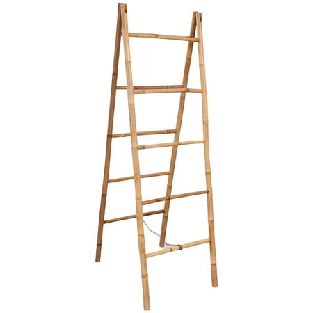 Bathroom Towel Ladder 2019 New Double Towel Ladder Bamboo Free Standing Bathroom Bath Towel Drying Rack Storage Holder ()