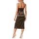 thumbnail image 3 of Vestido Midi de Cóctel para Mujer Inspire Chic, con Tirantes de Satén, Fruncido, Ajustado y con Abertura, Color Café, 3 of 6
