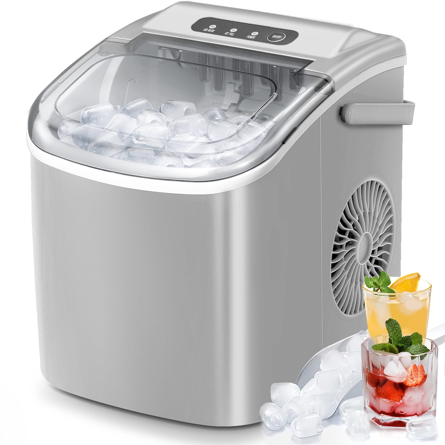 Kismile Countertop Ice Maker Portable Ice Machine with Handle, SelfCleaning Ice Makers, 26Lbs