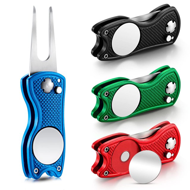 Herramienta de reparación Golf Divot Skylety Metal con marcador de bolas, 4 unidades