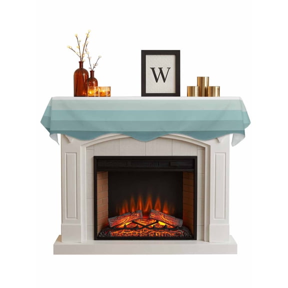 Teal Ombre Fireplace Mantel Scarf Cover 60"Wx17"L,Fireplace Mantel Shelf Top Runner,Modern Abstract Art Farmhouse Striped Mantle Dresser Scarves Table Runner for Holiday Party Living Room Decorations