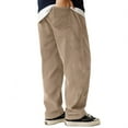 thumbnail image 6 of Men's Solid Color Corduroy Trousers, Casual Fashion Straight Leg Pants for Fall, Winter, Christmas and Daily Retro Style,Khaki,L, 6 of 6