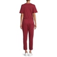 thumbnail image 3 of Time and Tru Women's Short Sleeve Knit Jumpsuit with Belt, 3 of 5