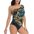 thumbnail image 3 of Goofa Astronaut Starry Night Pattern Women's One Piece Swimsuits Tummy Control Bathing Suits Asymmetric One Shoulder Swimwear-Medium, 3 of 6