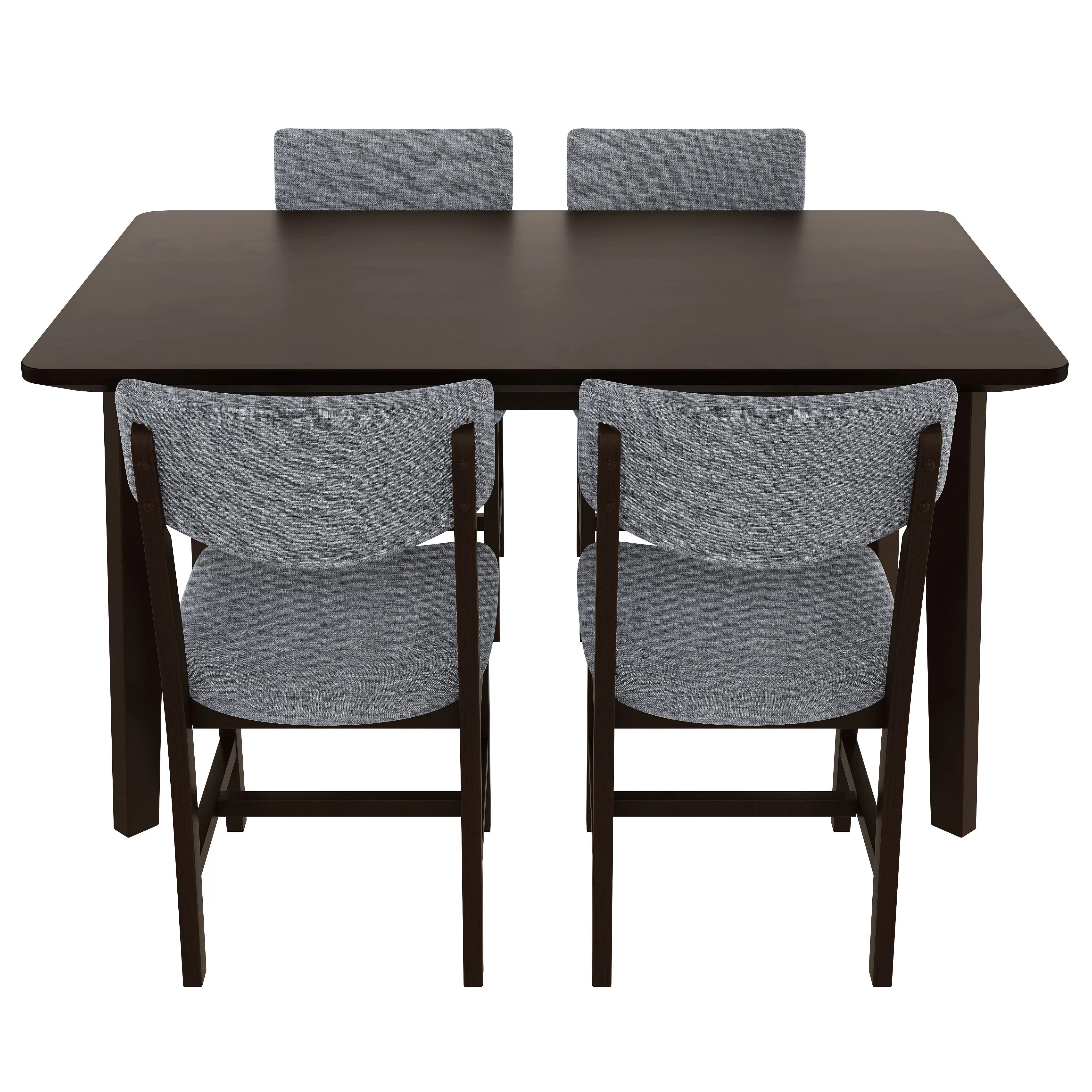 Euroco 5 Piece Dining Table Set for 4, Farmhouse Wood Kitchen Table Set with 4 Upholstered Chairs for Kitchen & Dining Room,Espresso