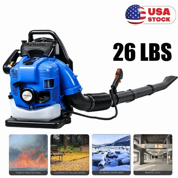 75.6CC Gas Leaf Blower Backpack 900CFM 4-Stroke Ergonomic Harness System 210MPH Low Vibration and Cruise Control Powerful Gas Blowers for Lawn Yard Care Gifts for Dad