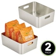 thumbnail image 2 of mDesign Large Metal Kitchen Storage Container Bin, Handles, 2 Pk, Brushed Chrome, 2 of 8