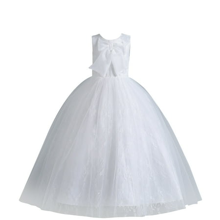 

WuLIQna Flower Girl Lace Bridesmaid Dress Wedding Party Sequin Tulle Dresses Kids Toddler Baby Girls Spring Summer Solid Ruffle Sleeveless Bohemia Carnival Accessory Princess Dress