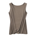 thumbnail image 4 of Helii Women's Tank Tops Round Neck Solid Color Comfys Fit Camisole Tops Elegant Lightweight Basic Shirt Fashion Business Outfits M-2XL Coffee, 4 of 7