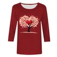 thumbnail image 4 of Htigea Womens 3/4 Sleeve Shirts Valentine's Day Heart Graphic T-Shirts Casual Comfy Ladies Seven Sleeves Lightweight Loose Fit Pullover Tops Time-Limited Sales Red,XXL, 4 of 5