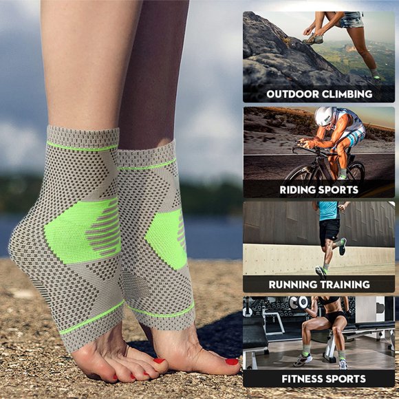 Fiudx Tobillera Deportiva de Compresión Elástica y Transpirable Que Proporciona Soporte y Comodidad, Alivia El Dolor de Tendones y Fascitis Plantar, Ideal para Correr, Fútbol y Baloncesto. Par de Rod